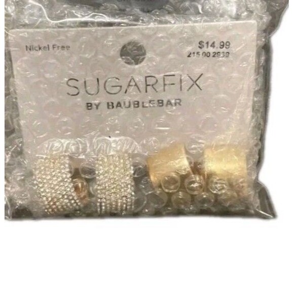 SUGARFIX by BaubleBar Crystal Hoop Earring 2 Piece Set NEW Modern Casual - Picture 6 of 6